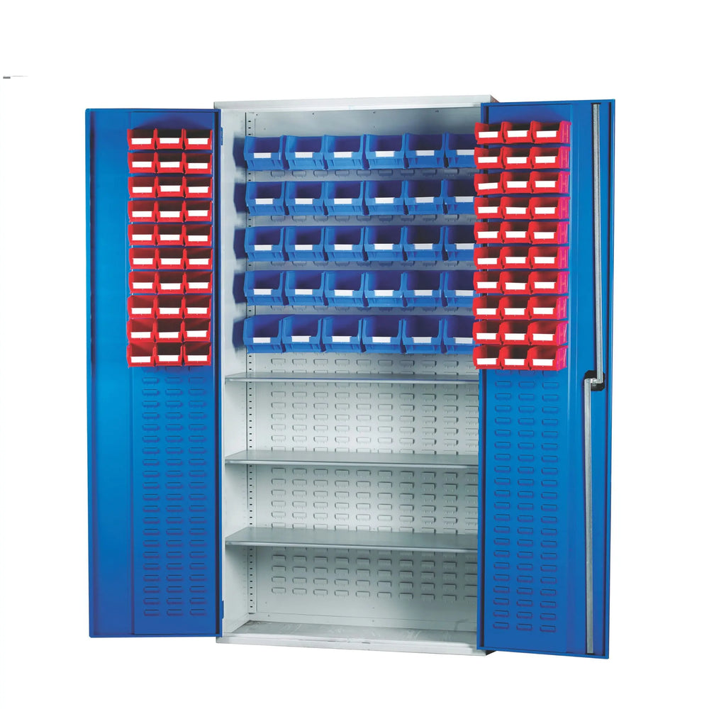 Topstore Louvred Panel Container Cabinet with 3 Shelves - 60 x TC2 and 30 x TC3 Bins BS
