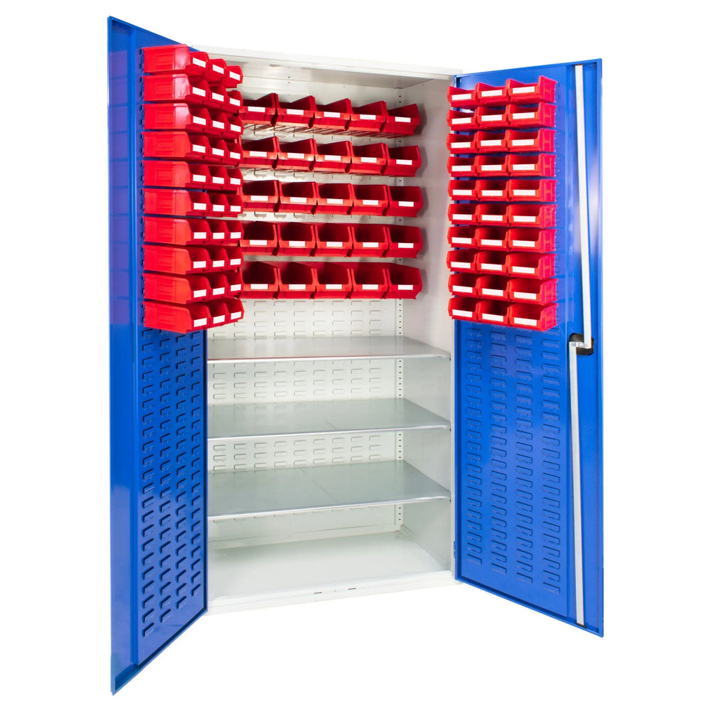 Topstore Louvred Panel Container Cabinet with 3 Shelves - 60 x TC2 and 30 x TC3 Bins BS