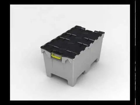 Pallet of 6 - Extra Large 190 Litre Strong Attached Lid Container with Pallet Feet LH