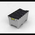 Pallet of 6 - Extra Large 190 Litre Strong Attached Lid Container with Pallet Feet LH