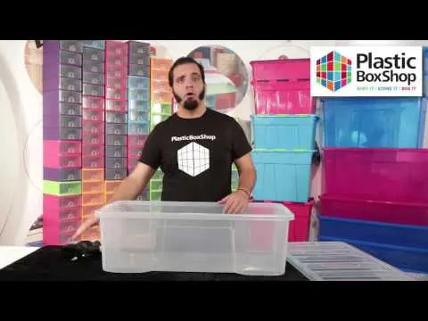 Pack of 3 - 62 Litre Crystal Plastic Storage Boxes with Lids Wham Storage