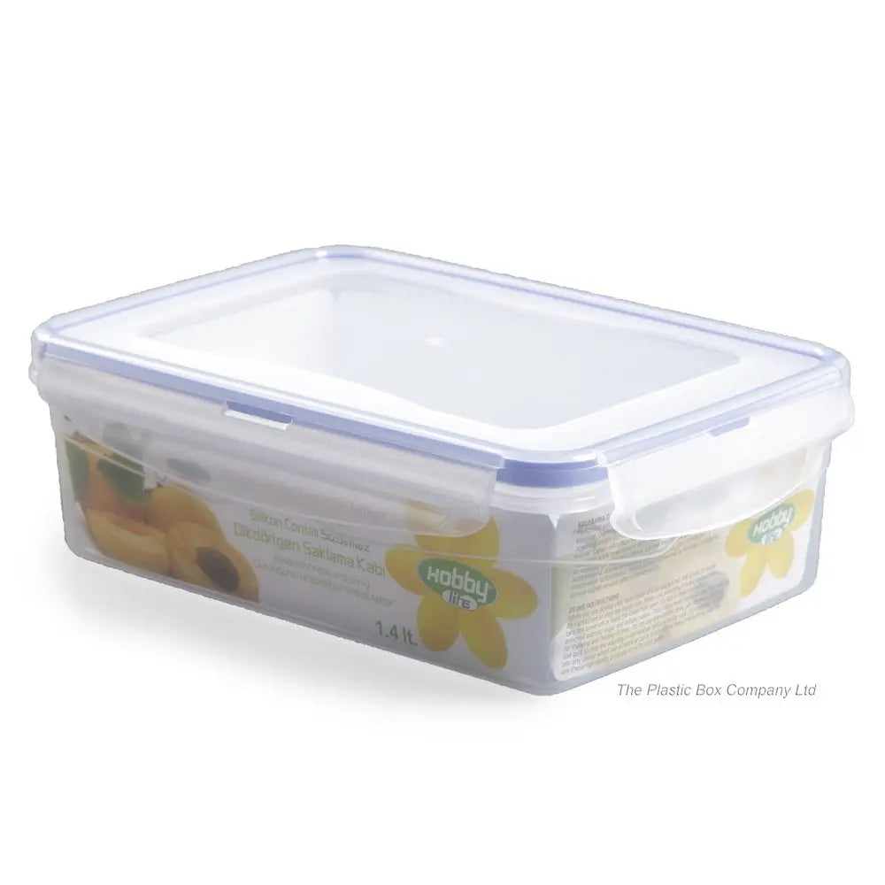 1.4 Litre Rectangular Plastic Food Storage Box Clip Lid