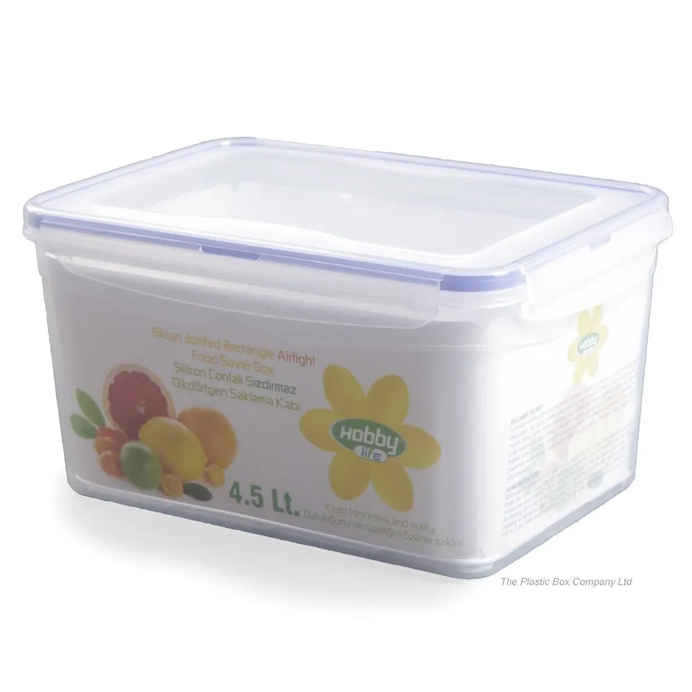 4.5 Litre Rectangular Plastic Food Storage Box Clip Lid