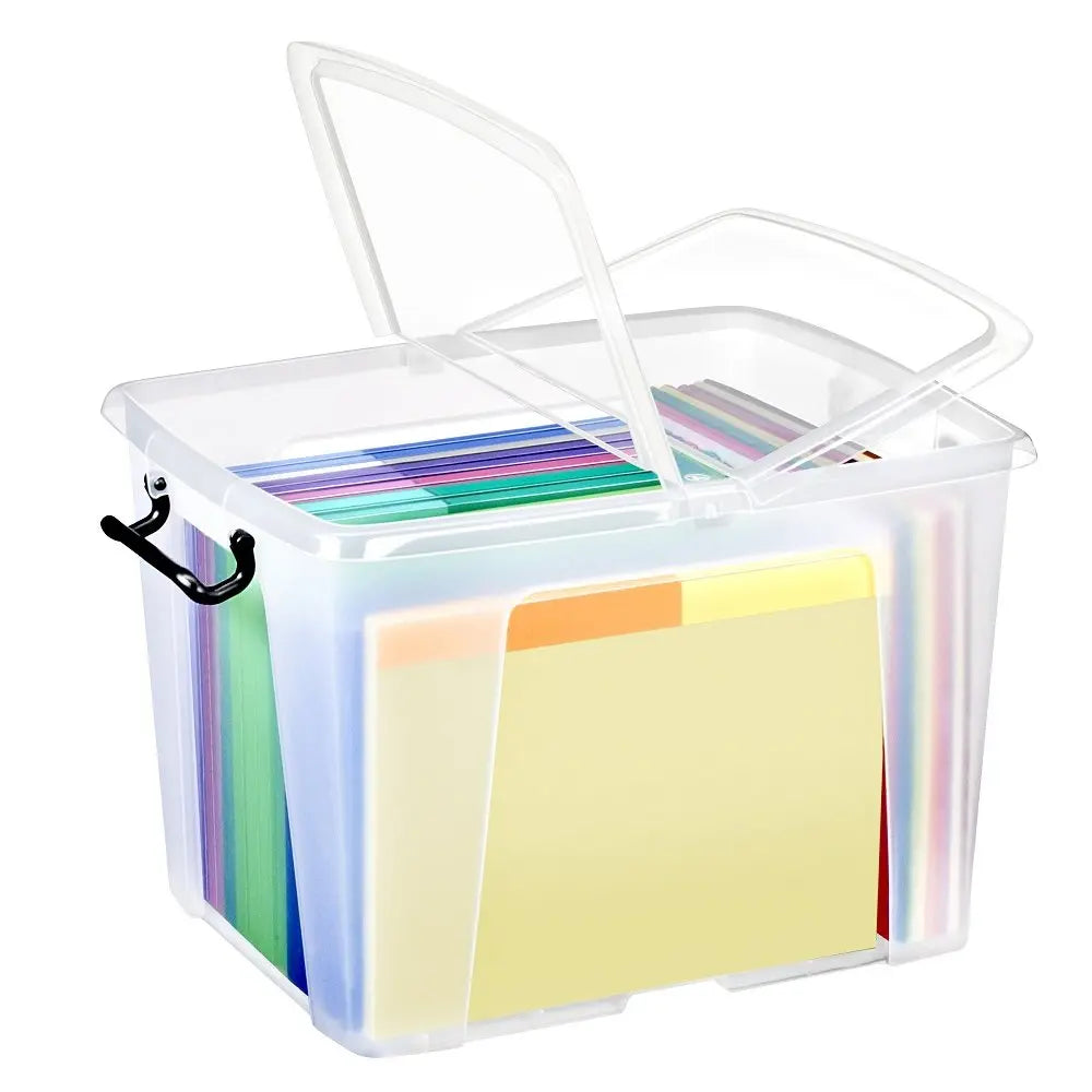 Pack 4 40 Litre Smart Storemaster Plastic Storage Boxes Lids