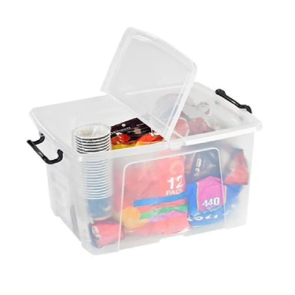 Strata Smart Storemaster File Box Pack of 4 - 40 Litre Smart Storemaster Plastic Storage Boxes with Lids ...