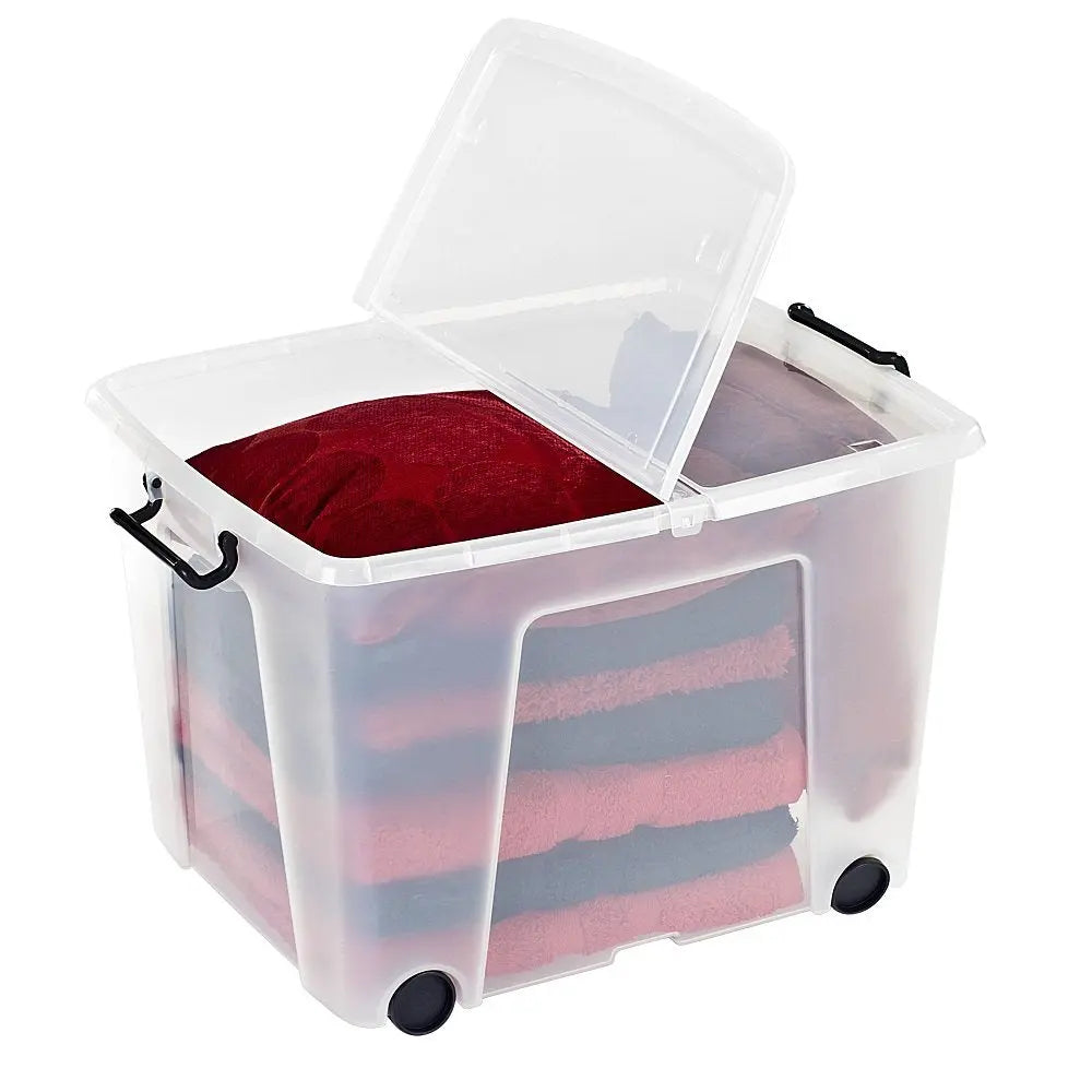 Pack 3 75 Litre Smart Storage Box Wheels Lids