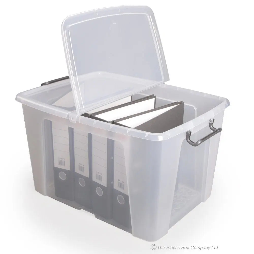 Pack of 3 - 65 Litre Smart Storemaster Clear Plastic Storage Boxes with Lids Strata