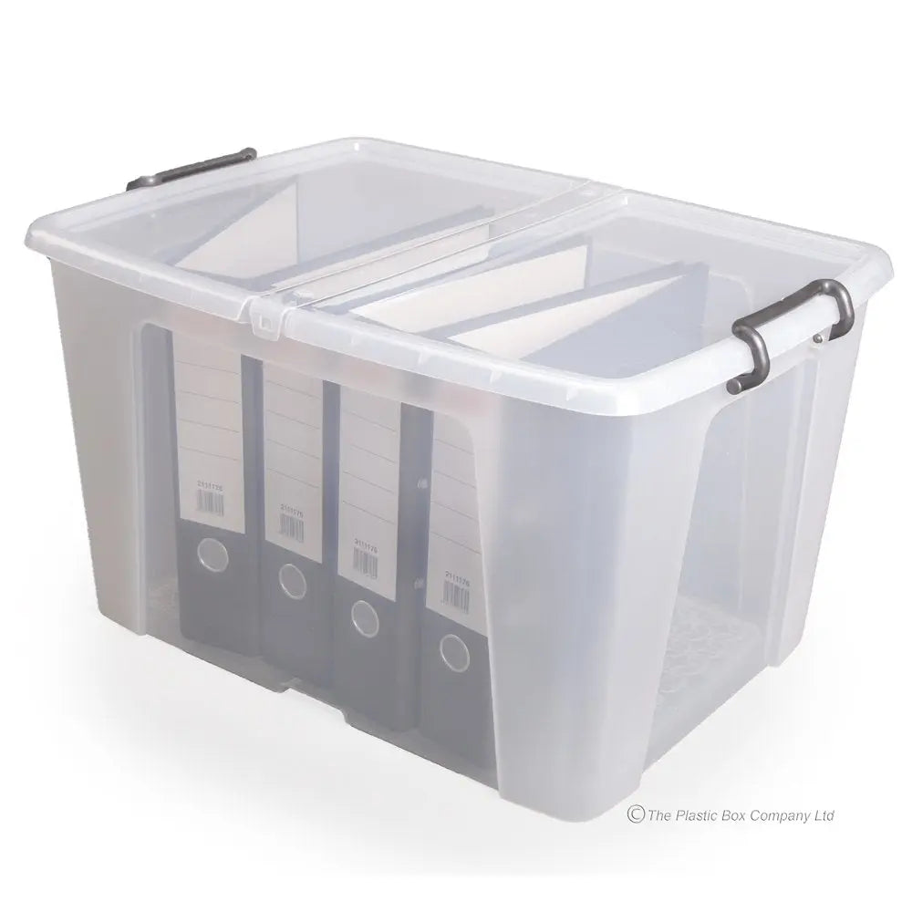 Pack of 3 - 65 Litre Smart Storemaster Clear Plastic Storage Boxes with Lids Strata