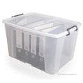Pack of 3 - 65 Litre Smart Storemaster Clear Plastic Storage Boxes with Lids Strata