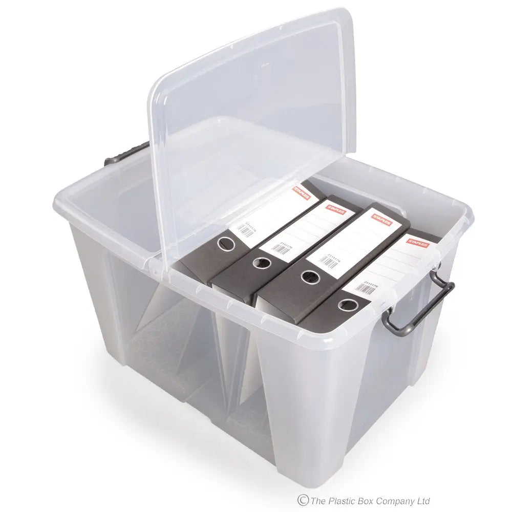 Pack of 3 - 65 Litre Smart Storemaster Clear Plastic Storage Boxes with Lids Strata