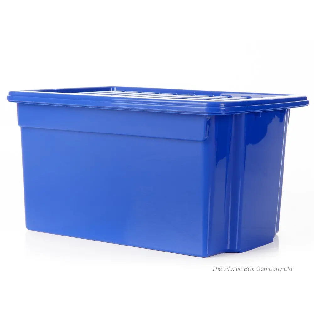 Pack of 5 - 50 Litre Work Place Boxes with Lids  Primary Blue Wham Storage