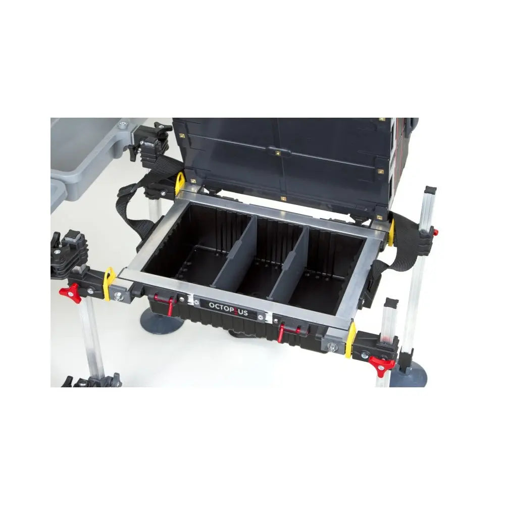 Ultimate Fishing Tackle Seat with 2 Side and 4 Front Drawers Adjustable Legs Octoplus