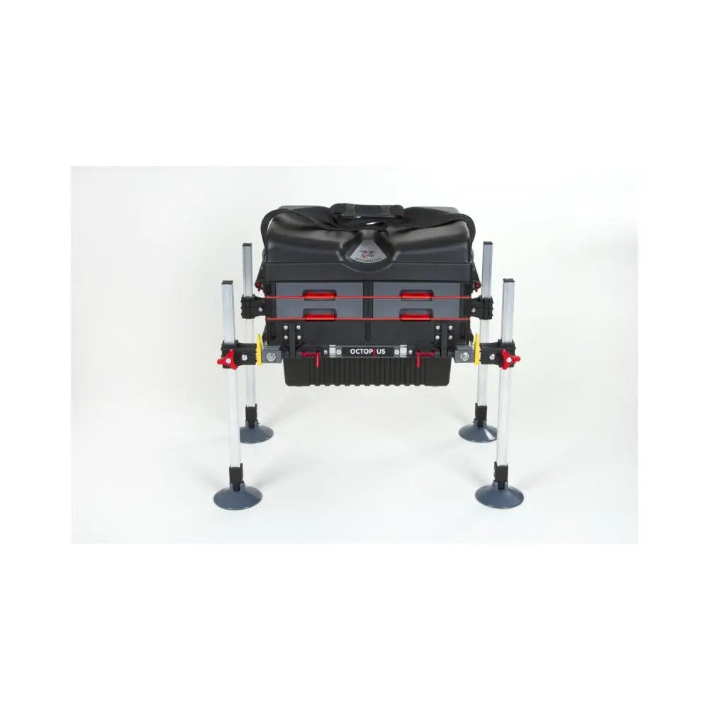 Ultimate Fishing Tackle Seat with 2 Side and 4 Front Drawers Adjustable Legs Octoplus