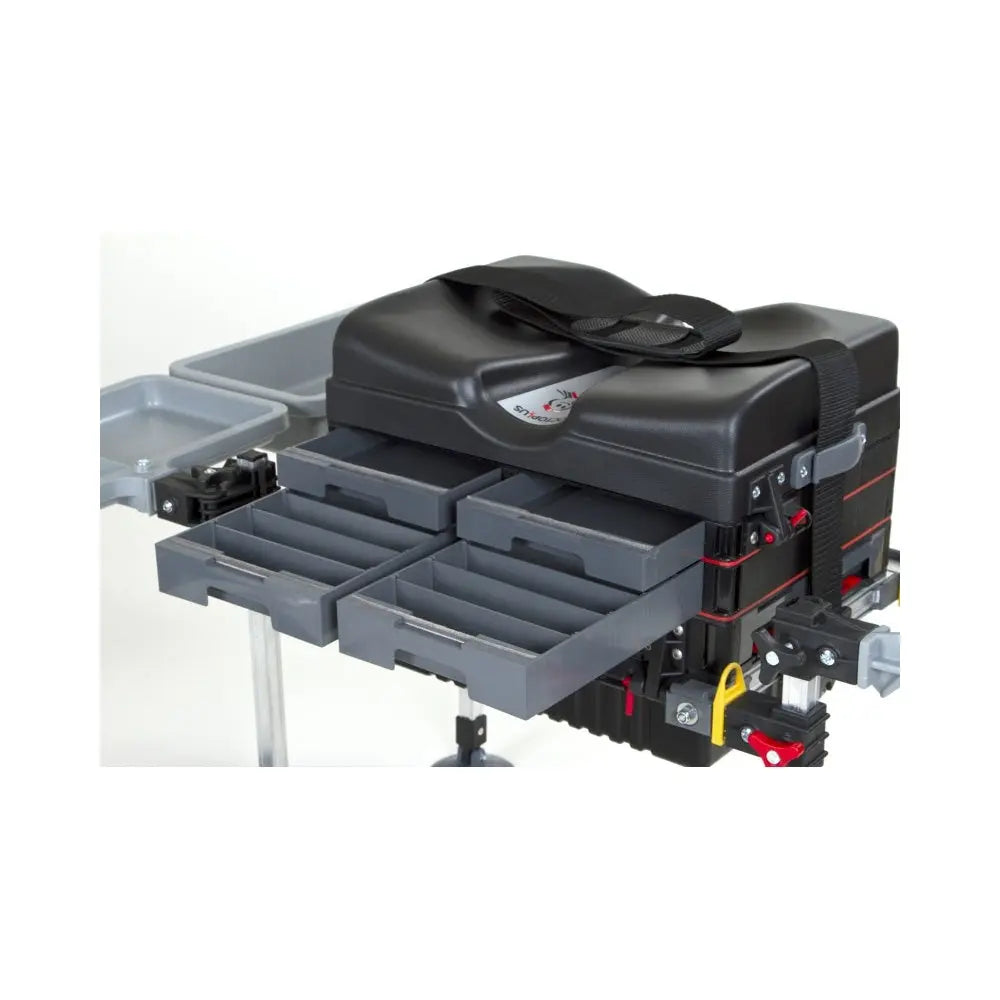 Ultimate Fishing Tackle Seat with 2 Side and 4 Front Drawers Adjustable Legs Octoplus
