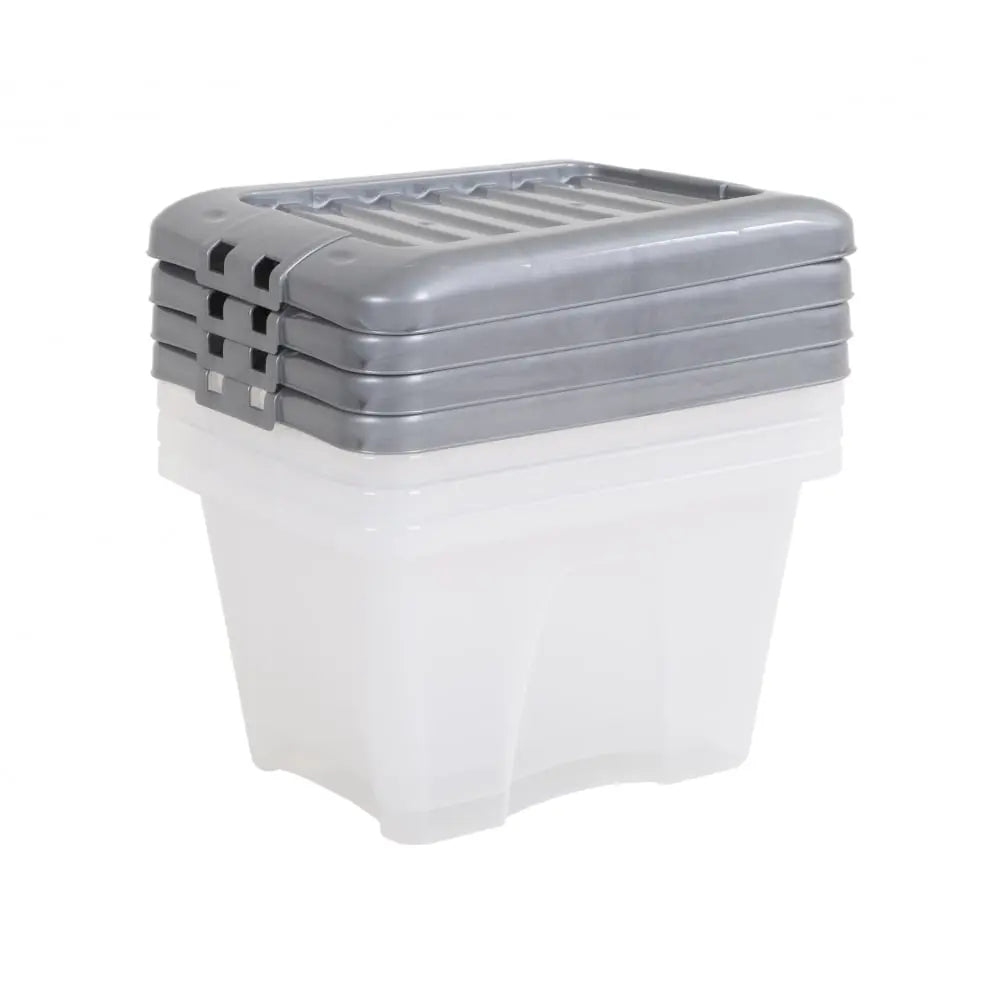 Pack of 4 - 14 Litre Nice Boxes with Lids -  Silver Lid Wham Storage