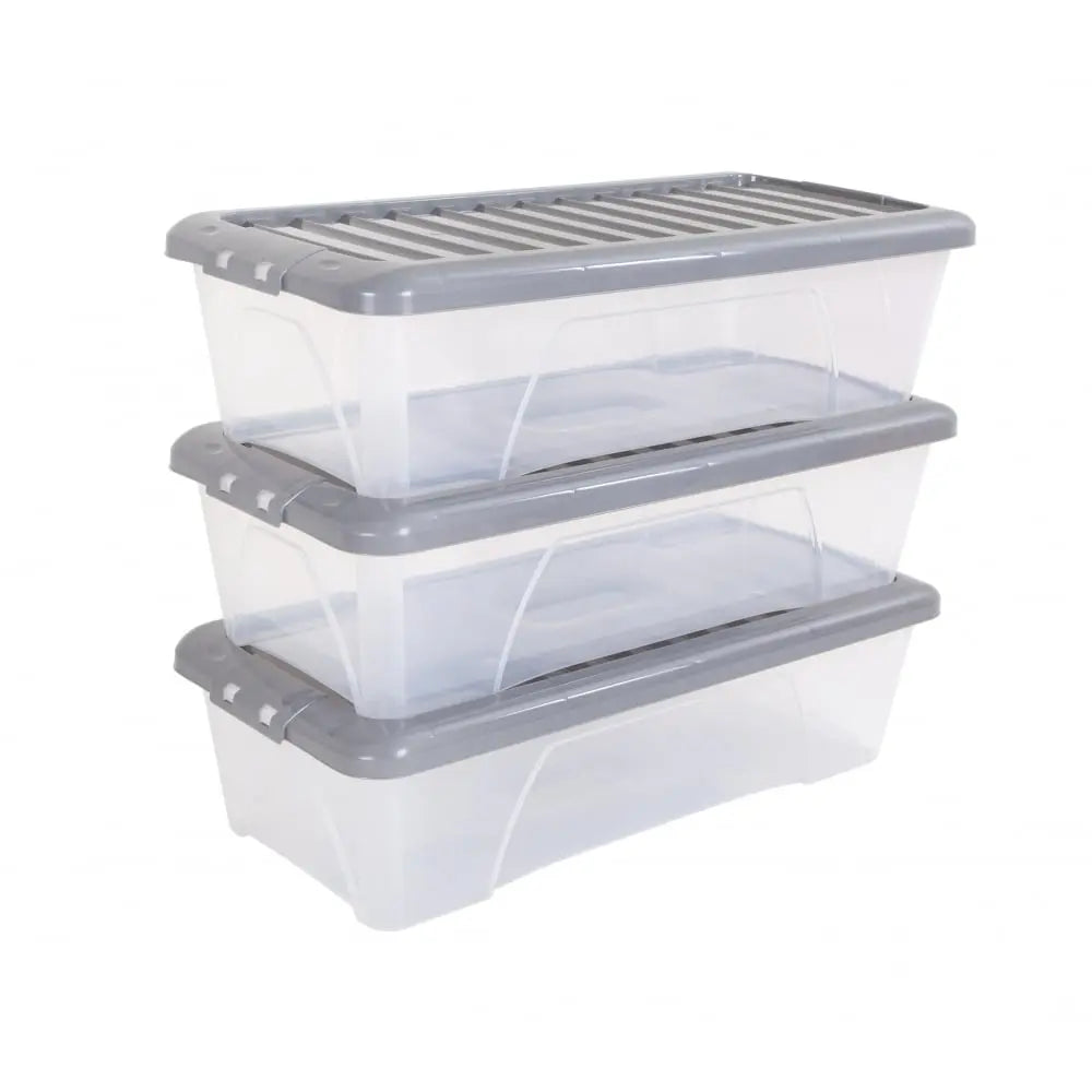 Pack of 3 - 55 Litre Nice Boxes with Lids - Clear Lid Wham Storage