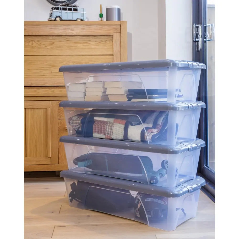 Pack of 3 - 55 Litre Nice Boxes with Lids - Clear Lid Wham Storage