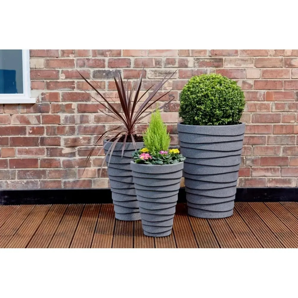 Pack of 2 - Trojan 33cm Small Planter Granite Strata