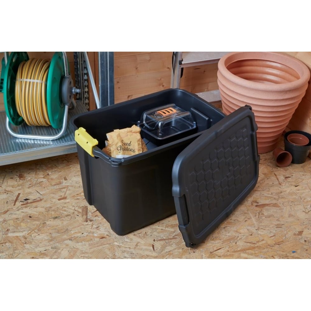 Pack of 3 - 60 Litre Heavy Duty Storage Trunk Black/Yellow