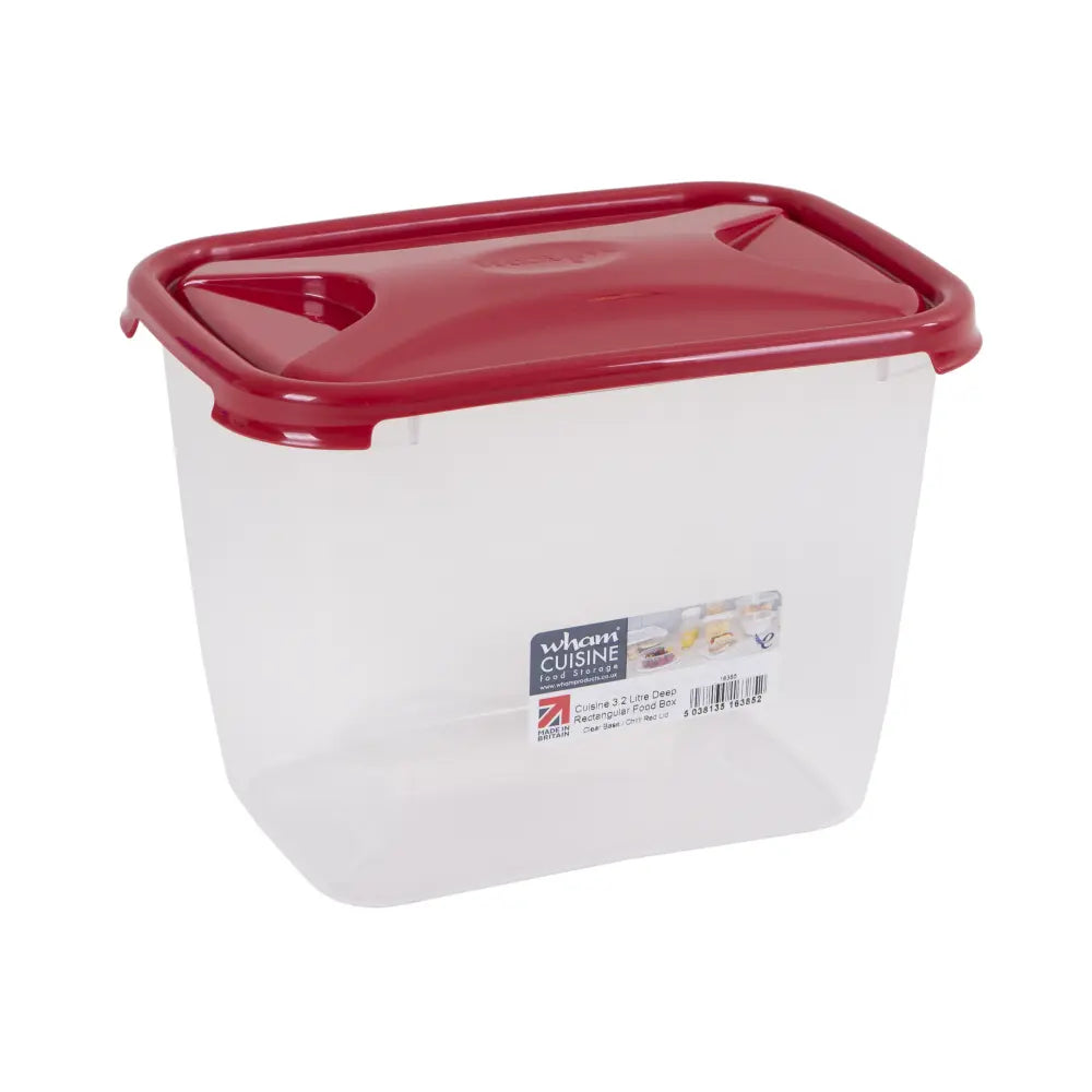 3.2 Litre Deep Rectangular Cuisine Plastic Food Container Wham Storage
