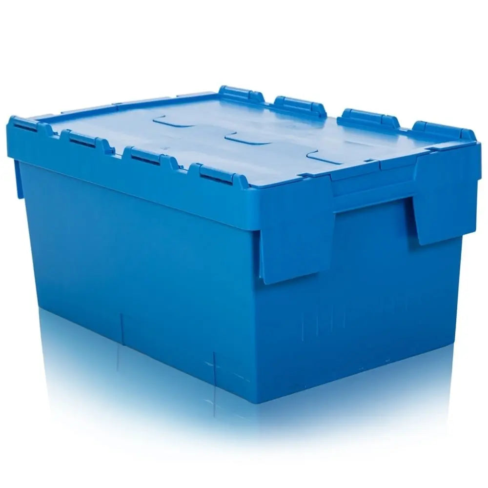 Pack 2 55 Litre Heavy Duty ALC Plastic Boxes Attached Lids