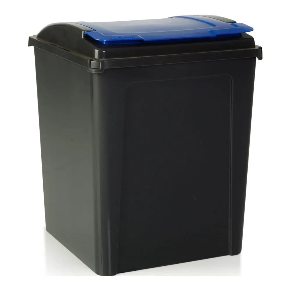 Large 50 Litre  Slate Plastic Recycling Bin with Flip Lid Wham Storage
