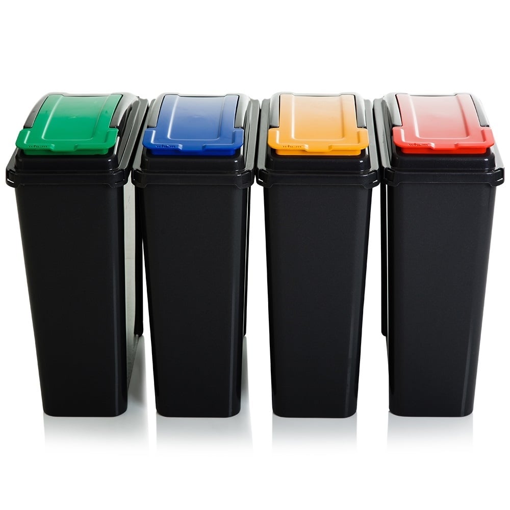 25 Litre Tall Slim Plastic Recycling Bin with Lid