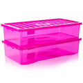 Pack of 2 - 42 Litre Crystal Under Bed Plastic Storage Boxes with Lids