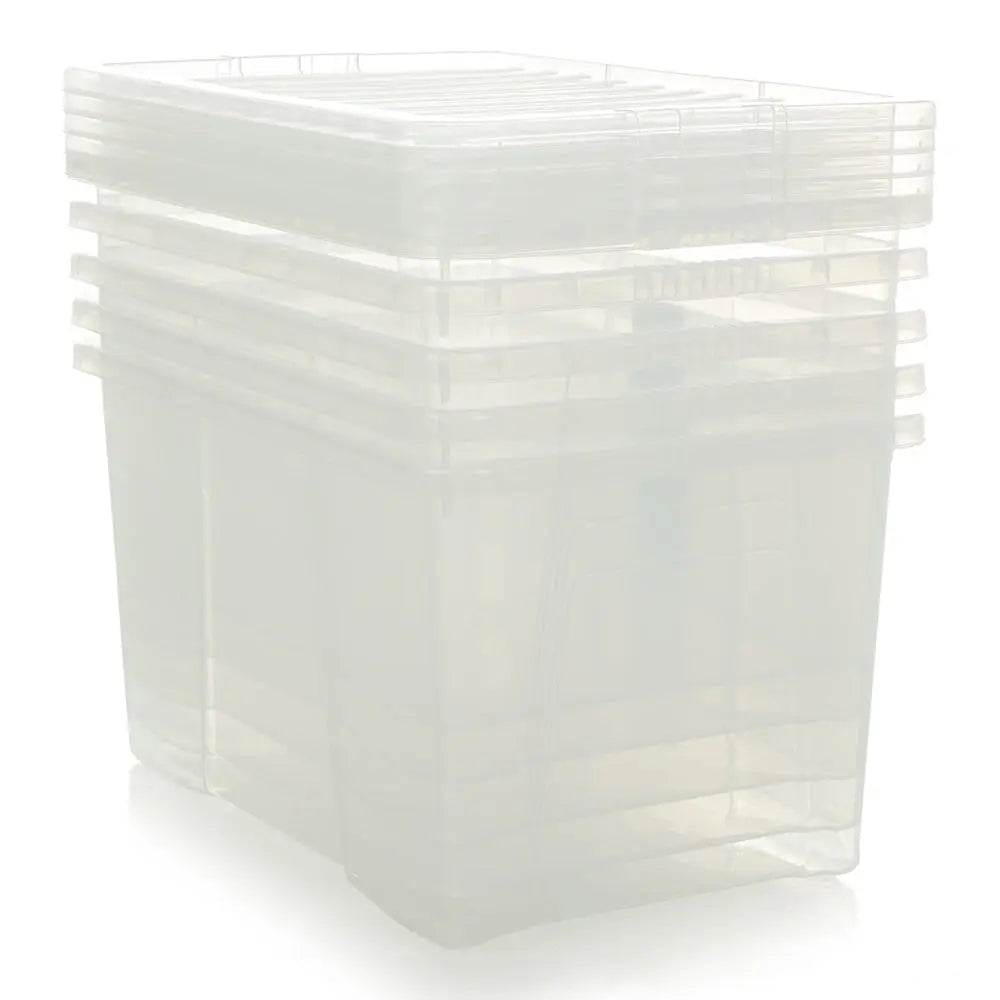 Pallet Deal x 150 - 60 Litre Crystal Plastic Storage Boxes with Lids Wham Storage