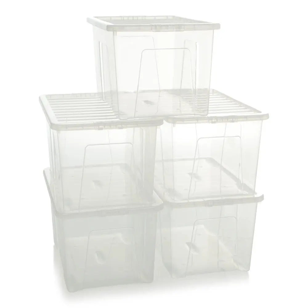 Pallet Deal x 150 - 60 Litre Crystal Plastic Storage Boxes with Lids Wham Storage