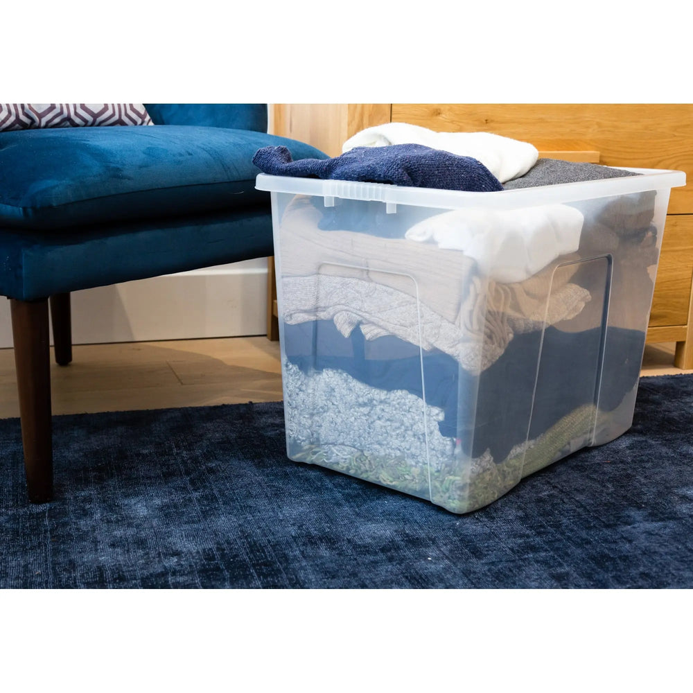 Pallet Deal x 150 - 80 Litre Crystal Plastic Storage Boxes with Lids Wham Storage