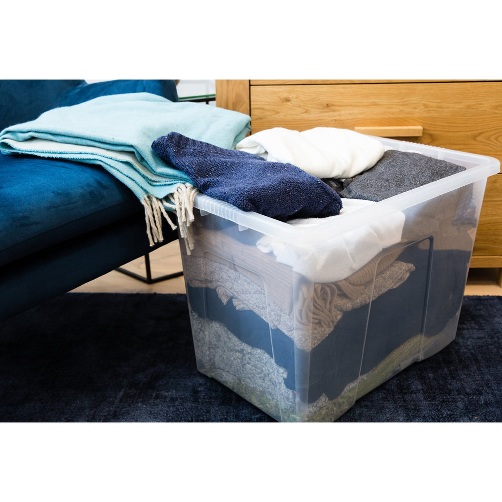 Pallet Deal x 100 Boxes - 80 Litre Large Crystal Storage Boxes with Lids