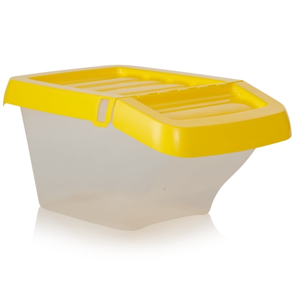 Pack of 3 - 30 Litre Stacking Plastic Recycling Box - Clear with Hinged Lid