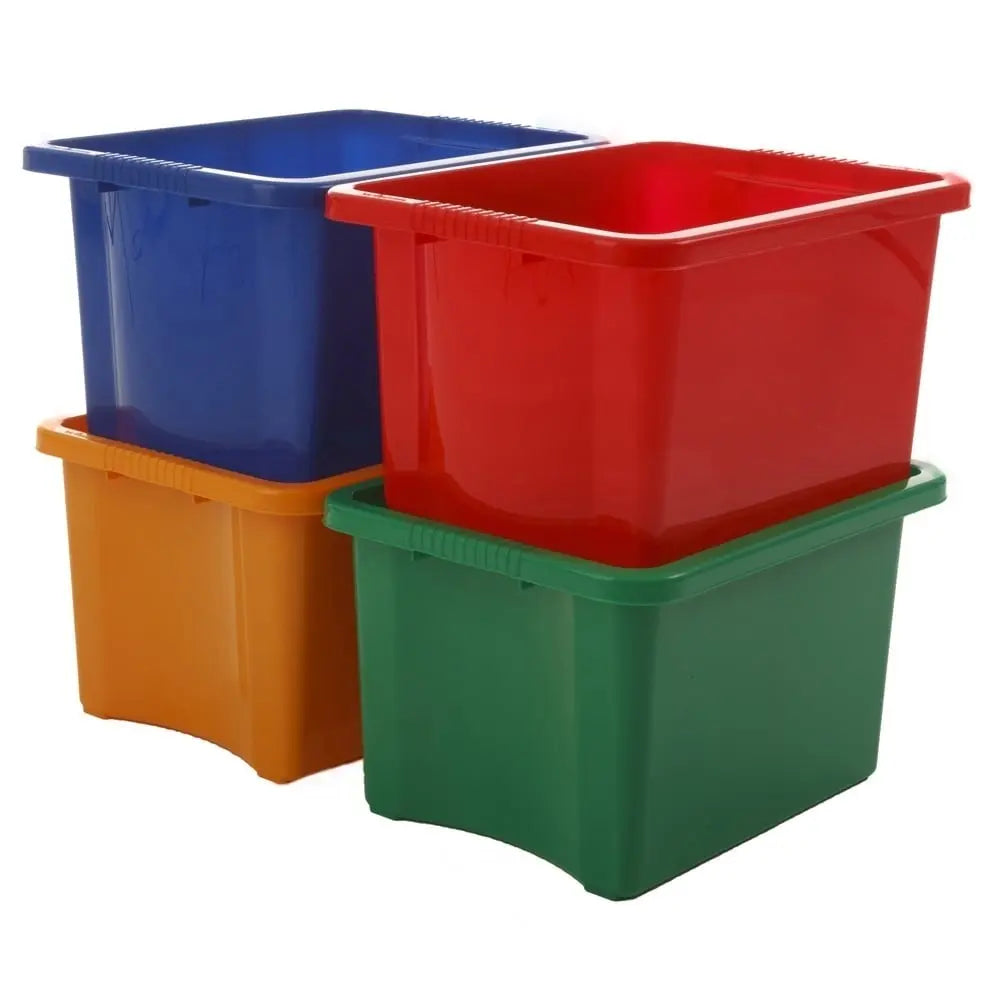 Pack of 5 - 24 Litre Stack and Store Plastic Storage Boxes Wham Storage