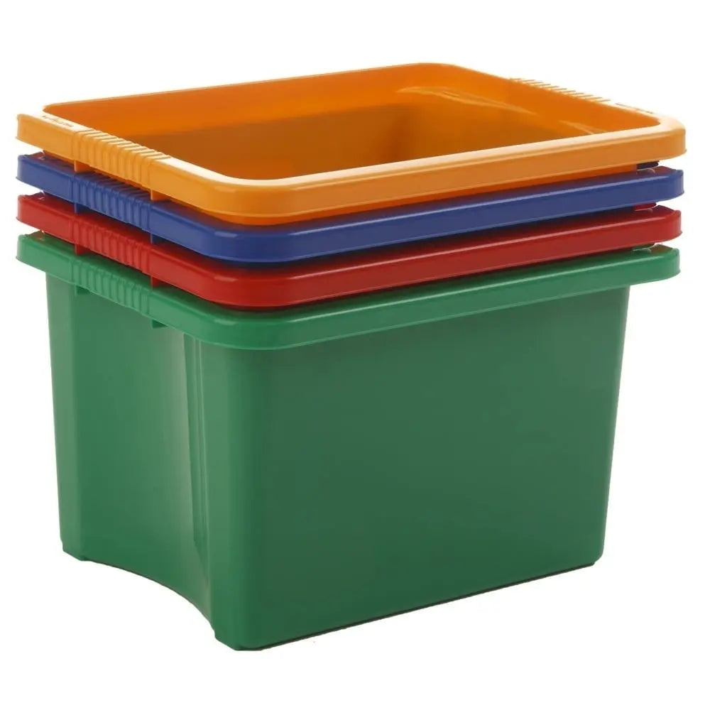 Pack of 5 - 24 Litre Stack and Store Plastic Storage Boxes Wham Storage