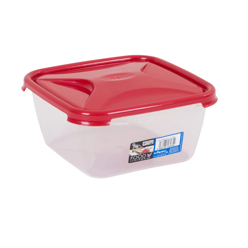 2 litre Square Cuisine Food Box with Lid Wham Storage