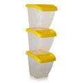 Pack of 3 - 50 Litre Stacking Plastic Recycling Box - Clear with Hinged Lid Wham Storage