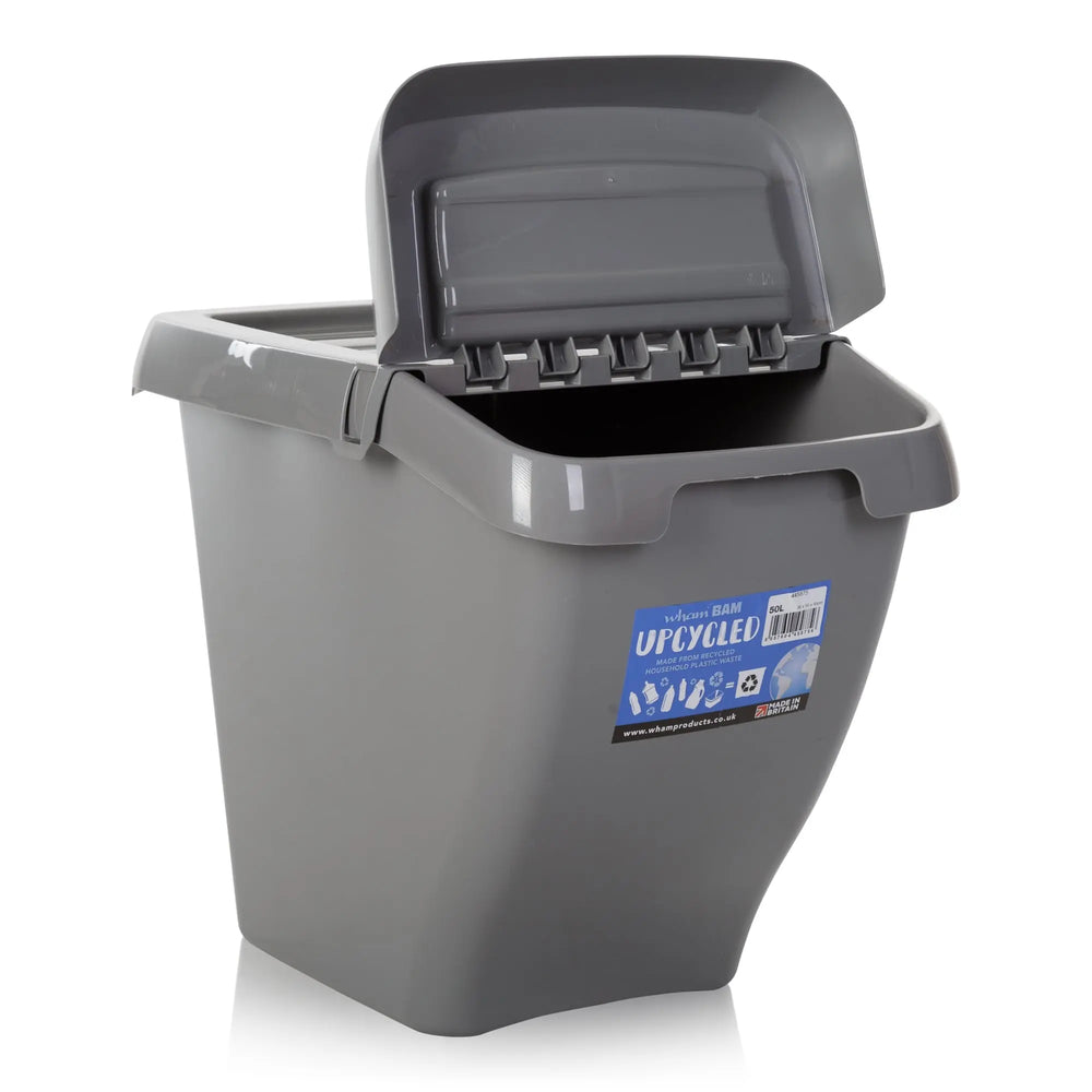50 Litre Wham Recycle It - Upcycled Bin with Hinged Lid Wham Storage