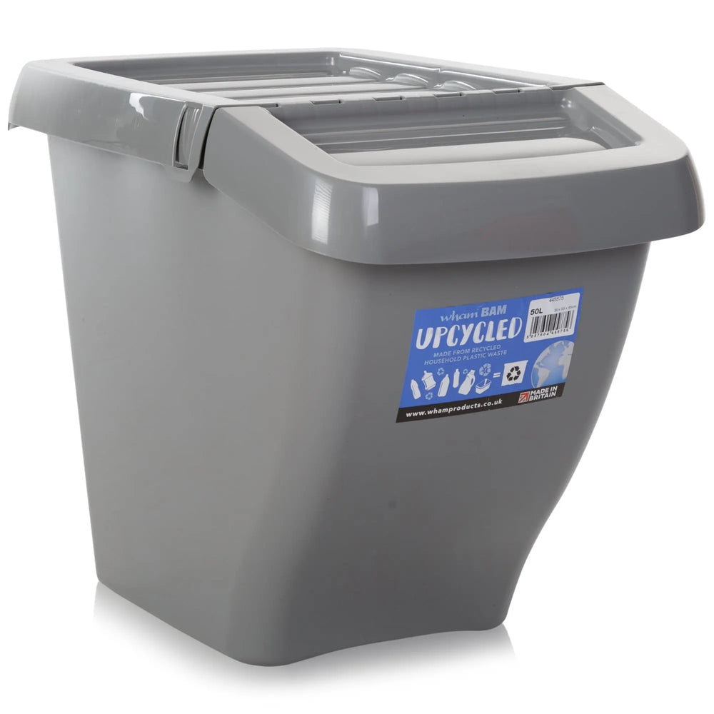 50 Litre Wham Recycle It - Upcycled Bin with Hinged Lid Wham Storage