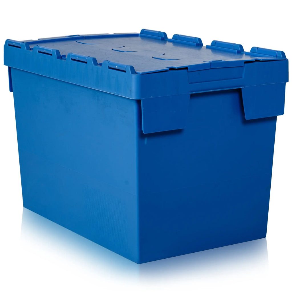 Pack 2 80 Litre Heavy Duty ALC Plastic Box Attached Lid [CSS]