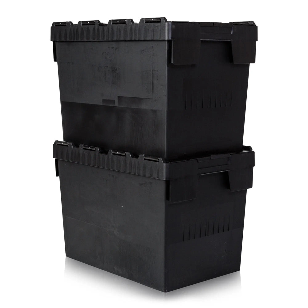 Pack of 2 - 80 Litre Heavy Duty ALC Plastic Box With Attached Lid [CSS]