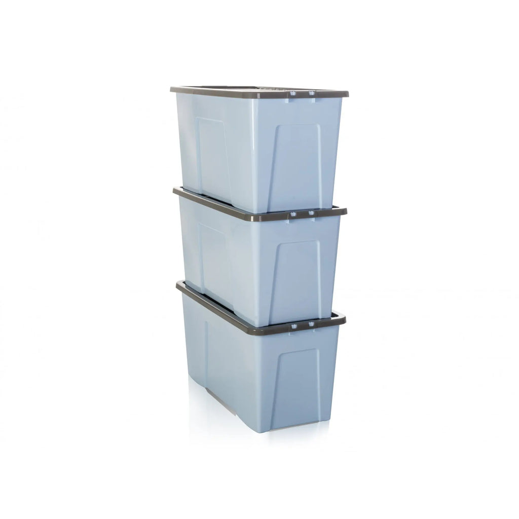 Pack 3 110 Litre Plastic Boxes Lids