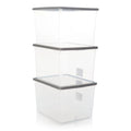 Pack of 3 - 50 Litre A4 Lever Arch Archiving File Clear Storage Boxes with Lids Wham Storage