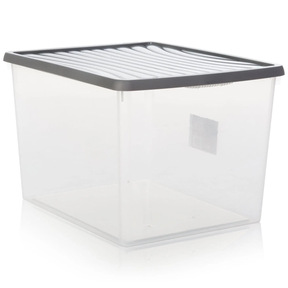 Pack of 3 - 50 Litre A4 Lever Arch Archiving File Clear Storage Boxes with Lids Wham Storage