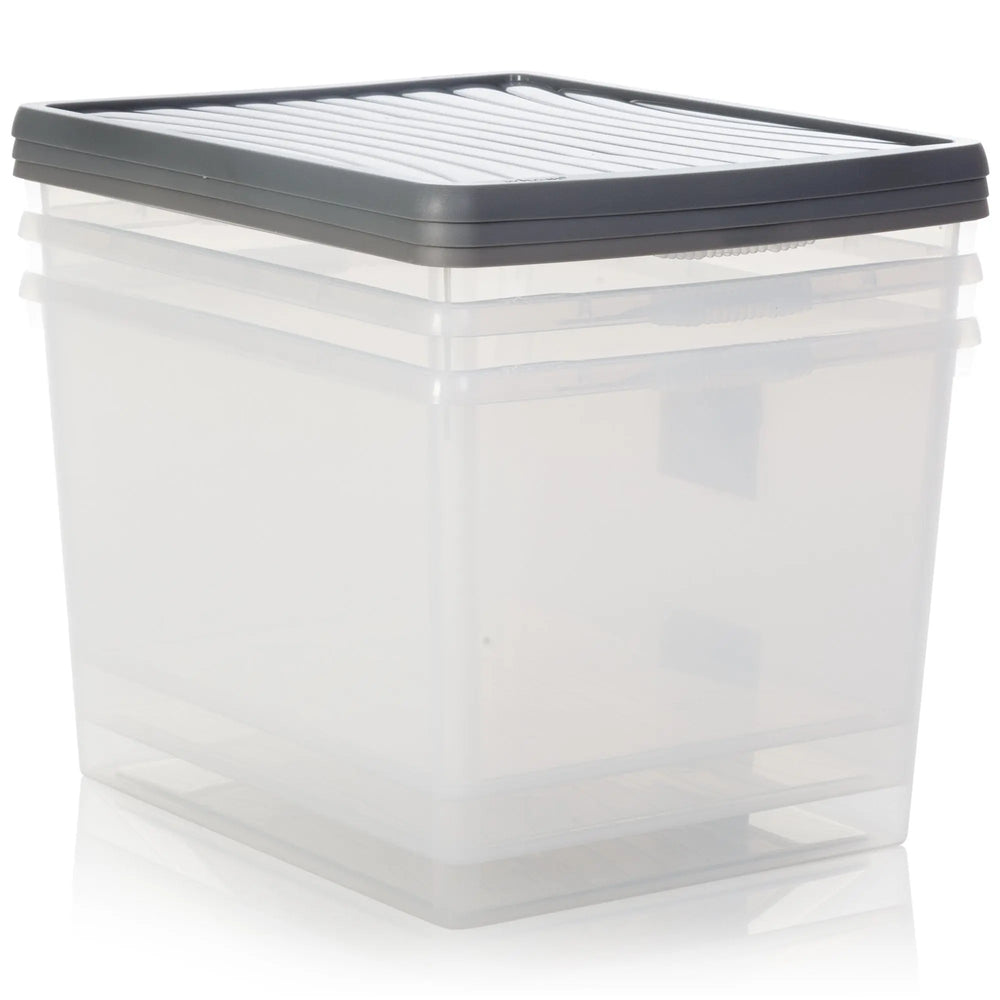 Pack of 3 - 50 Litre A4 Lever Arch Archiving File Clear Storage Boxes with Lids Wham Storage