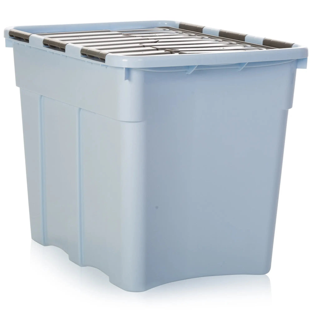 Pack of 2 - 80 Litre Attached Croc Lid Plastic Storage Boxes Wham Storage