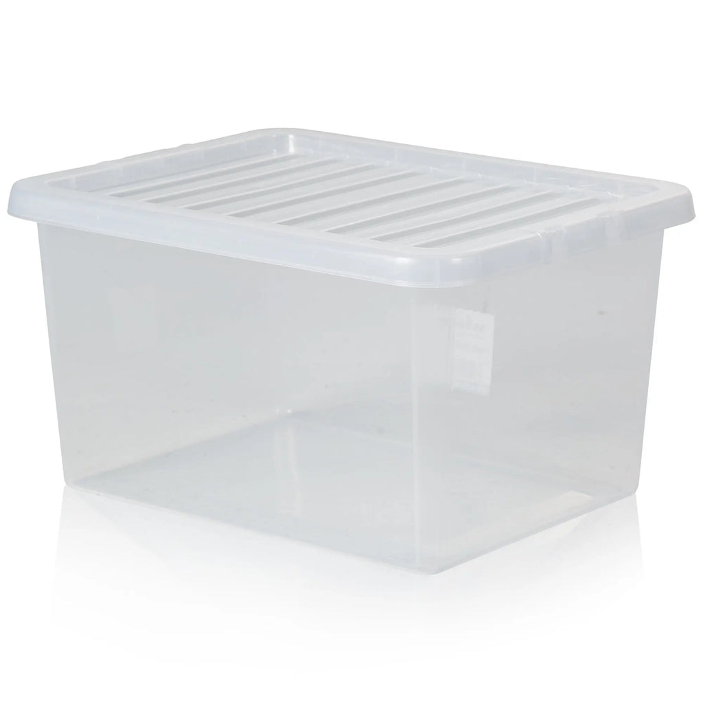 Pack 5 31 Litre Crystal Plastic Boxes Lids