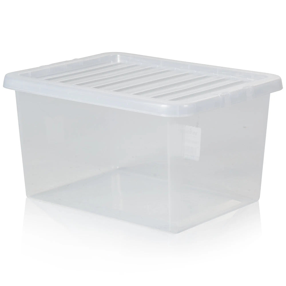 Pallet Deal x 100 - 31 Litre Crystal Plastic Storage Boxes with Lids Wham Storage