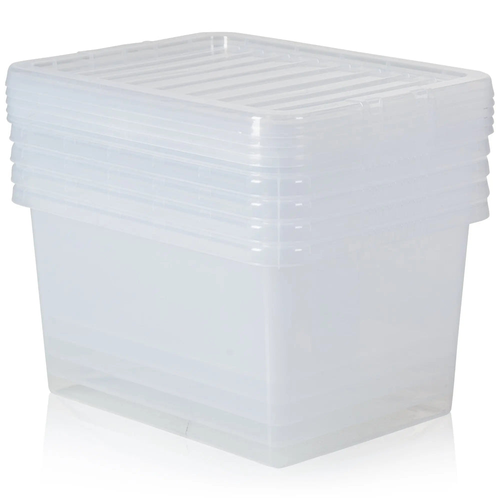 Pallet Deal x 100 - 31 Litre Crystal Plastic Storage Boxes with Lids Wham Storage