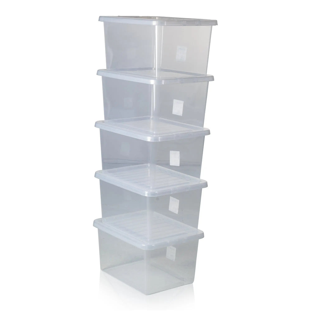 Pallet Deal x 100 - 31 Litre Crystal Plastic Storage Boxes with Lids Wham Storage